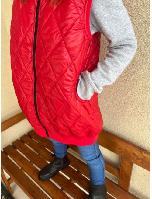 Pérová vesta s rovnozipsom a stojačikovou kapucňou