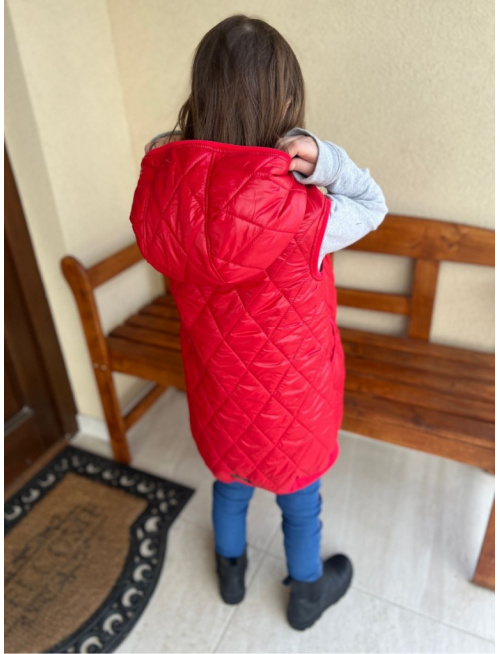 Pérová vesta s rovnozipsom a stojačikovou kapucňou