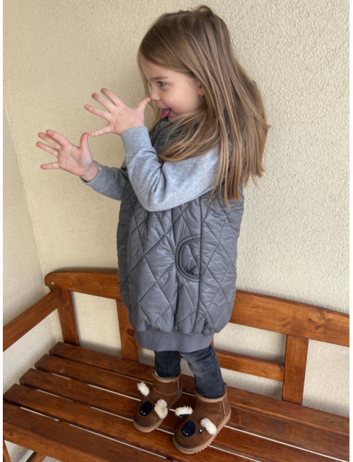 Pérová vesta s rovnozipsom a stojačikovou kapucňou