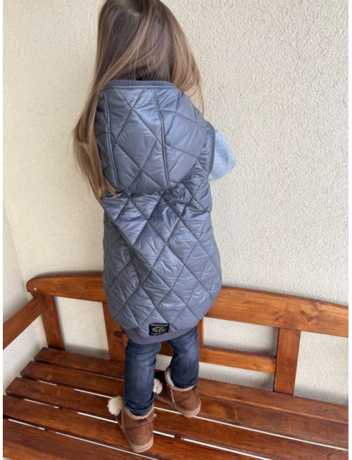 Pérová vesta s rovnozipsom a stojačikovou kapucňou