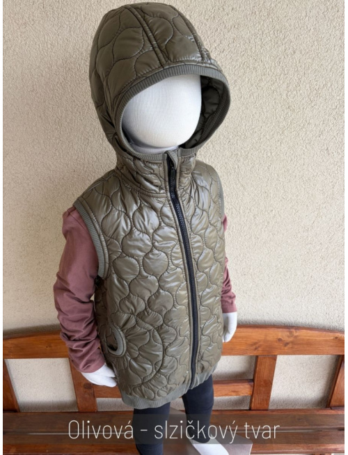 Pérová vesta s rovnozipsom a stojačikovou kapucňou
