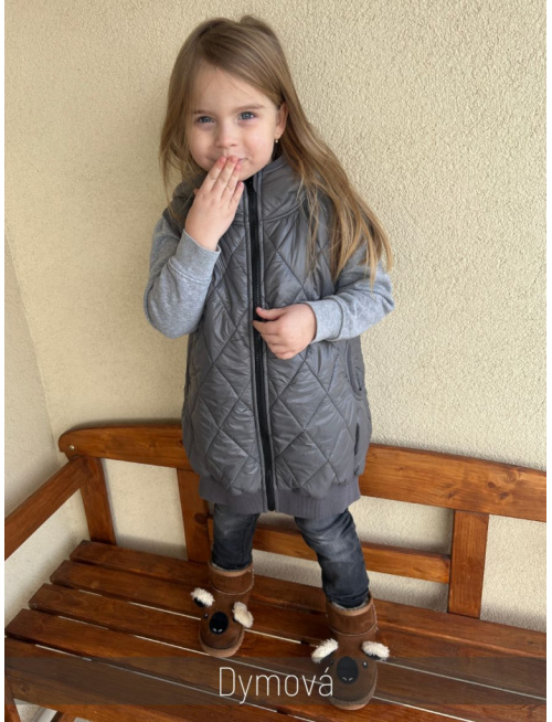 Pérová vesta s rovnozipsom a stojačikovou kapucňou