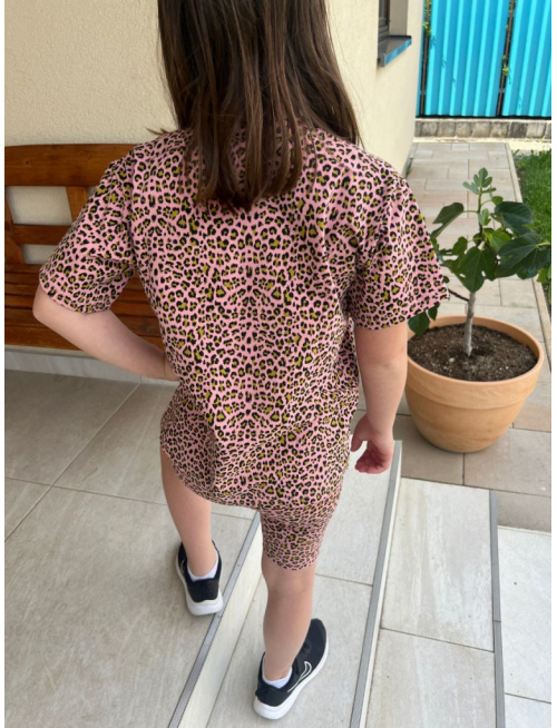Súprava MEXICO - girl - LEOPARD na staroružovom podklade - úplet