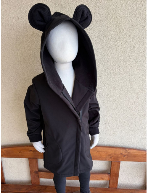 Rastúca softshell bunda ALEX so šikmozipsom a uškami - jednofarebná - jeseň/ZIMA