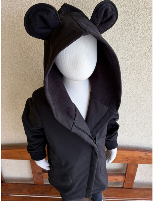 Rastúca softshell bunda ALEX so šikmozipsom a uškami - jednofarebná - jeseň/ZIMA