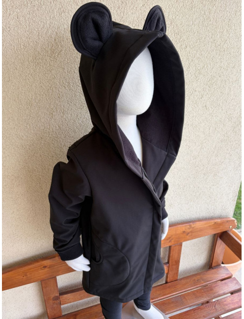 Rastúca softshell bunda ALEX so šikmozipsom a uškami - jednofarebná - jeseň/ZIMA