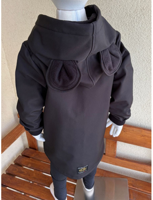 Rastúca softshell bunda ALEX so šikmozipsom a uškami - jednofarebná - jeseň/ZIMA