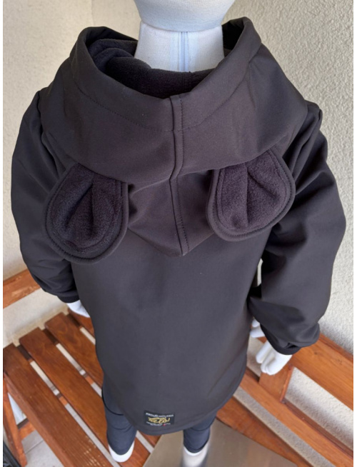 Rastúca softshell bunda ALEX so šikmozipsom a uškami - jednofarebná - jeseň/ZIMA
