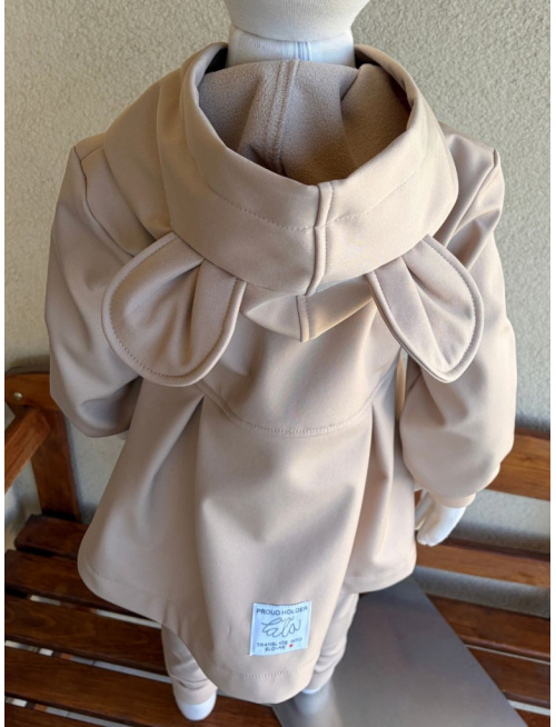 Rastúca softshell bunda s prestrihom a stojačik kapucňou - sukničková - RIO s uškami - jeseň/ZIMA