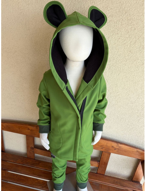 Rastúca softshell bunda ALEX so šikmozipsom a uškami - jednofarebná - jeseň/ZIMA