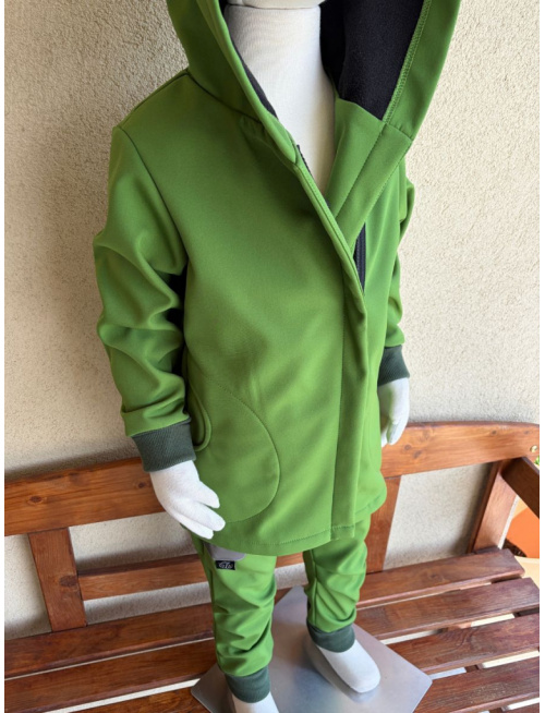 Rastúca softshell bunda ALEX so šikmozipsom a uškami - jednofarebná - jeseň/ZIMA