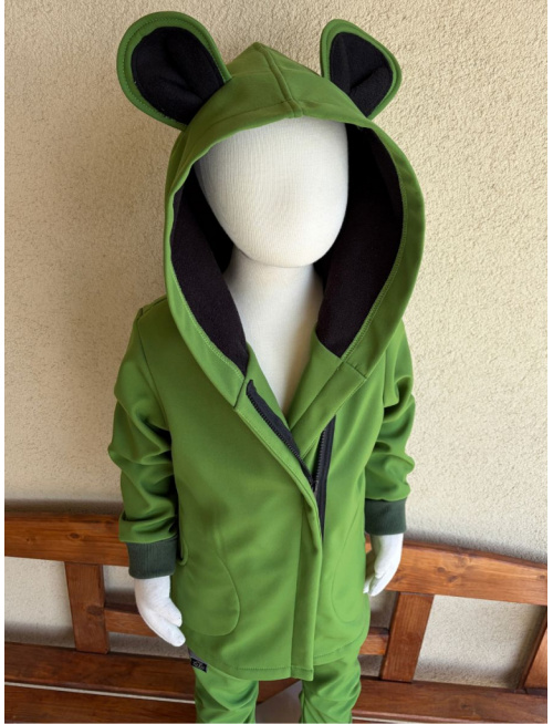Rastúca softshell bunda ALEX so šikmozipsom a uškami - jednofarebná - jeseň/ZIMA