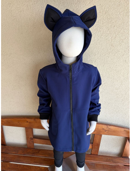 Rastúca softshell bunda s prestrihom a stojačikovou kapucňou - RIO s uškami - jeseň/ZIMA