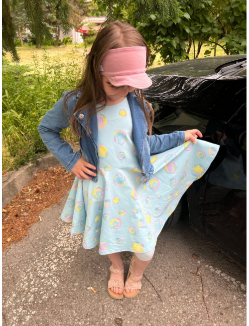 Teplákové šaty s kruhovou sukňou Lucia - PRÉMIUM - vzorované